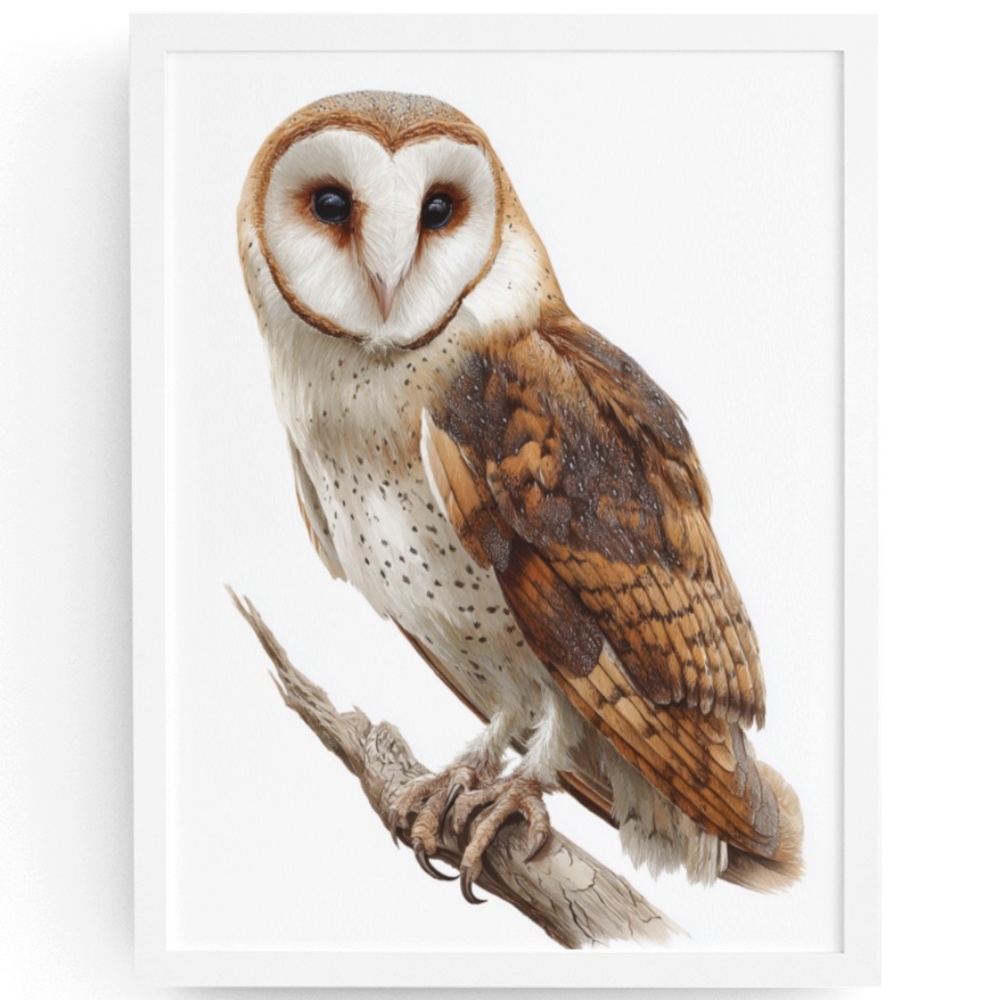 Watercolor Barn Owl Portrait Wall Art Print, Unframed - Mystical Woodland